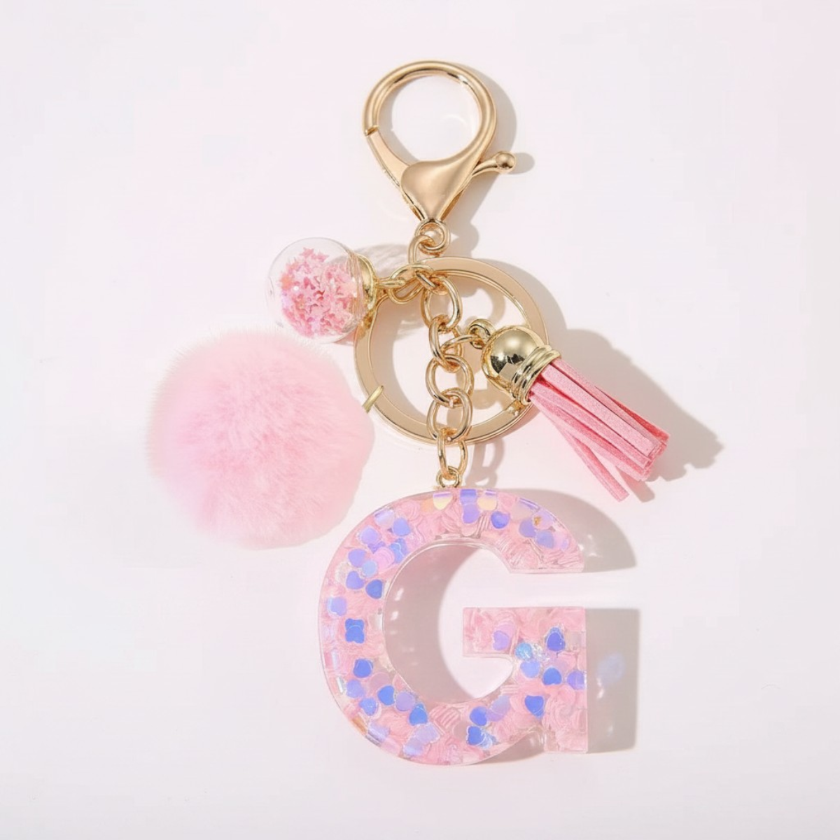 Sweet Blush Initial Keychain Bag Charm
