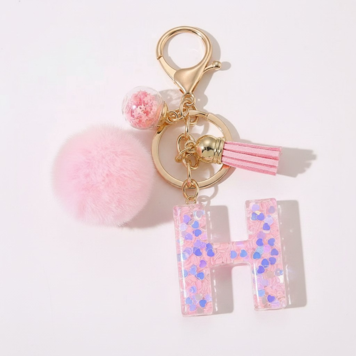 Sweet Blush Initial Keychain Bag Charm