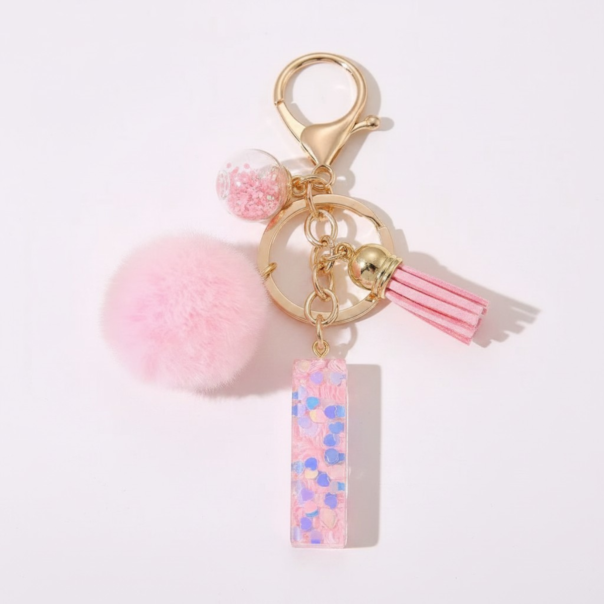 Sweet Blush Initial Keychain Bag Charm