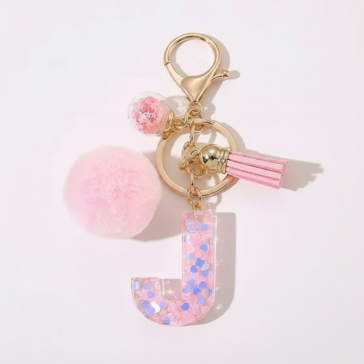 Sweet Blush Initial Keychain Bag Charm