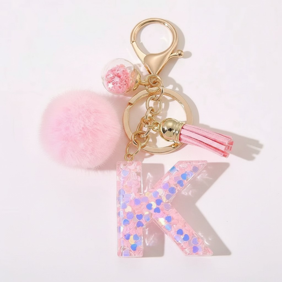 Sweet Blush Initial Keychain Bag Charm