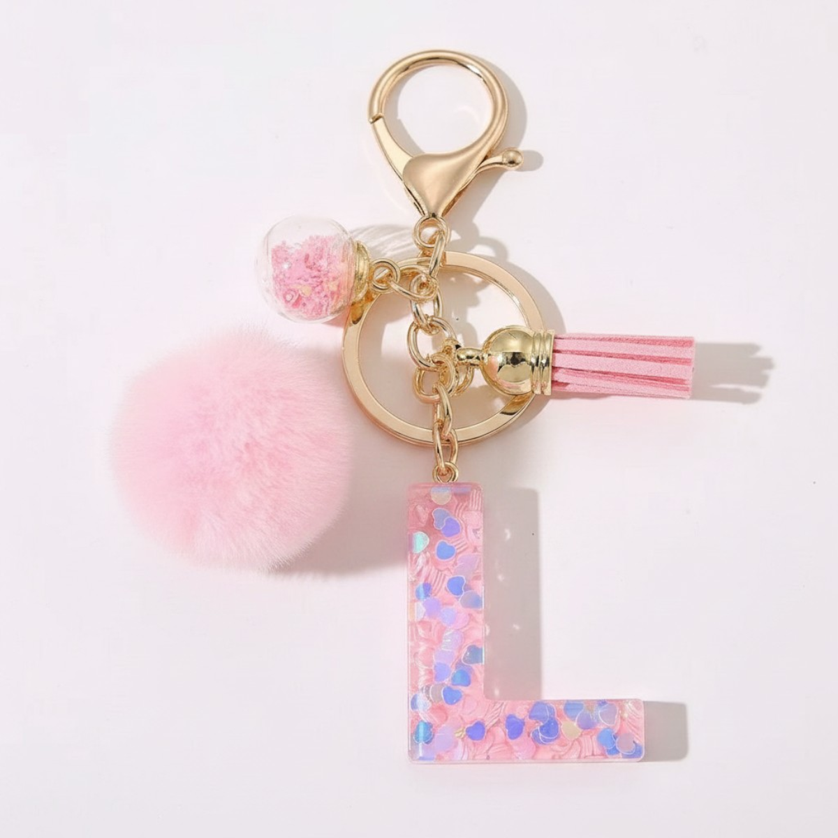 Sweet Blush Initial Keychain Bag Charm