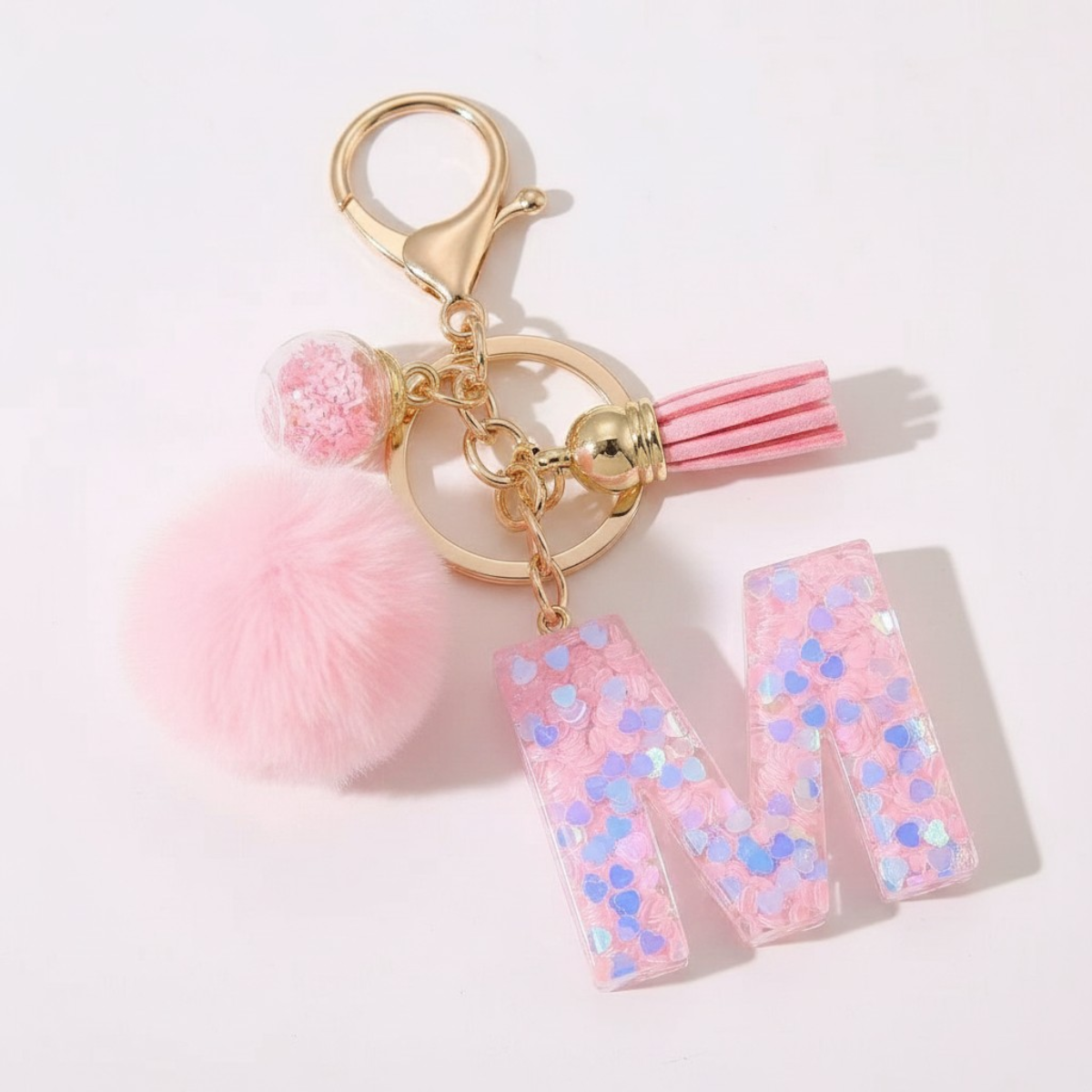 Sweet Blush Initial Keychain Bag Charm