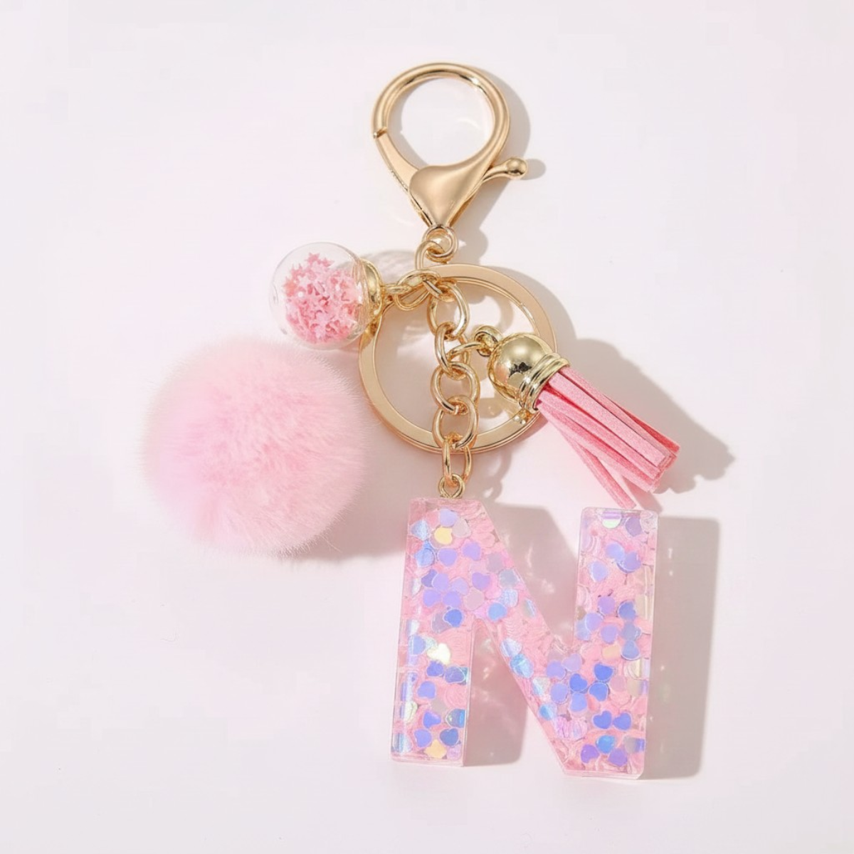 Sweet Blush Initial Keychain Bag Charm