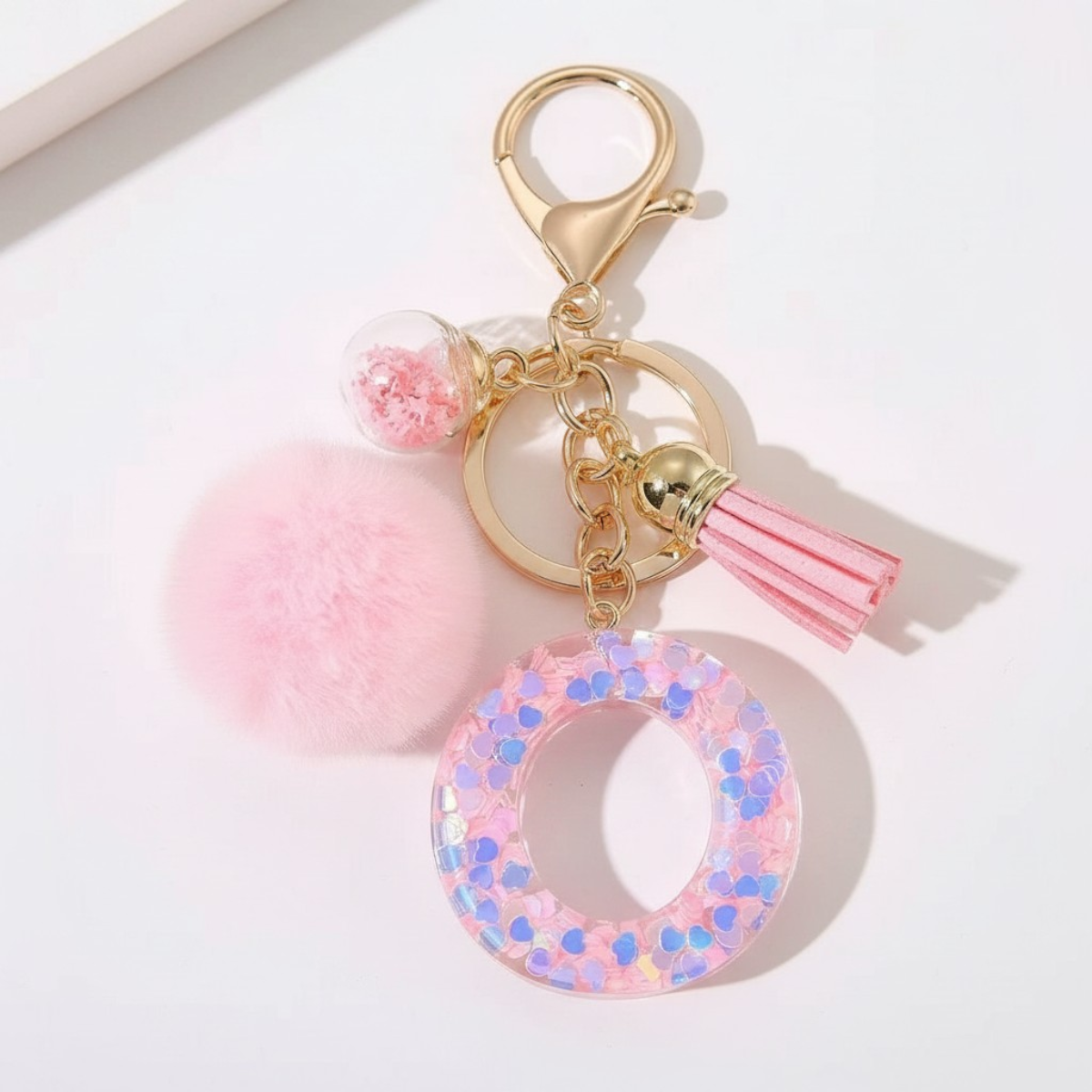 Sweet Blush Initial Keychain Bag Charm