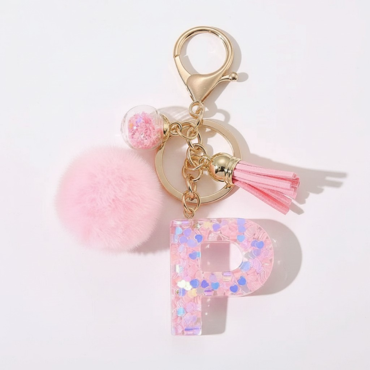 Sweet Blush Initial Keychain Bag Charm