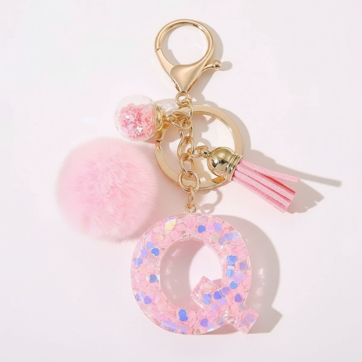 Sweet Blush Initial Keychain Bag Charm