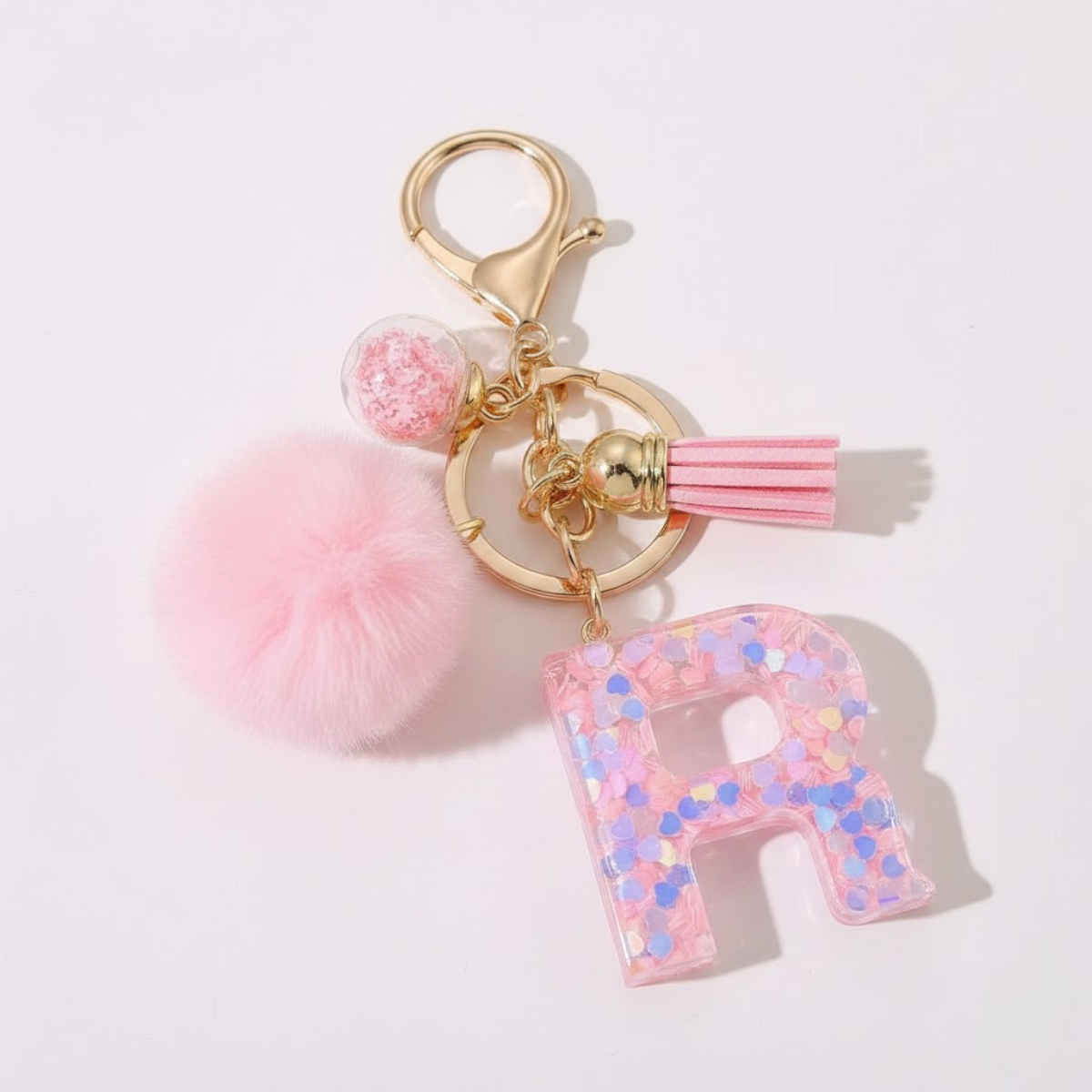 Sweet Blush Initial Keychain Bag Charm
