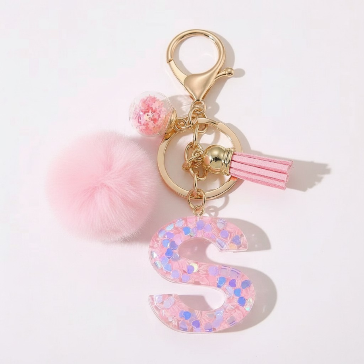 Sweet Blush Initial Keychain Bag Charm