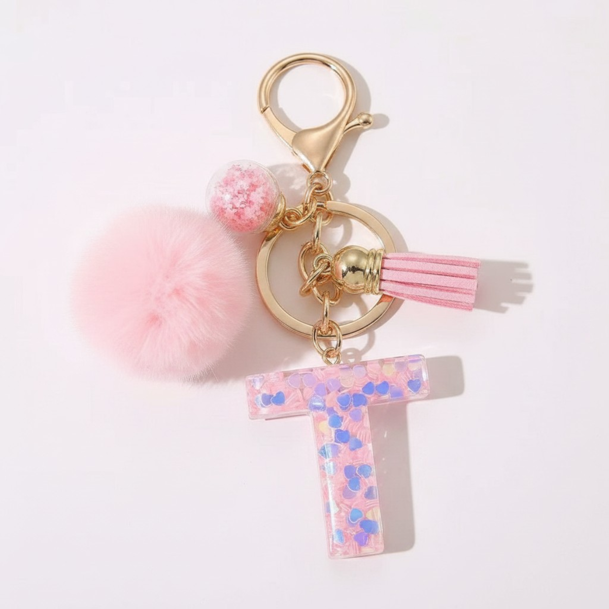 Sweet Blush Initial Keychain Bag Charm