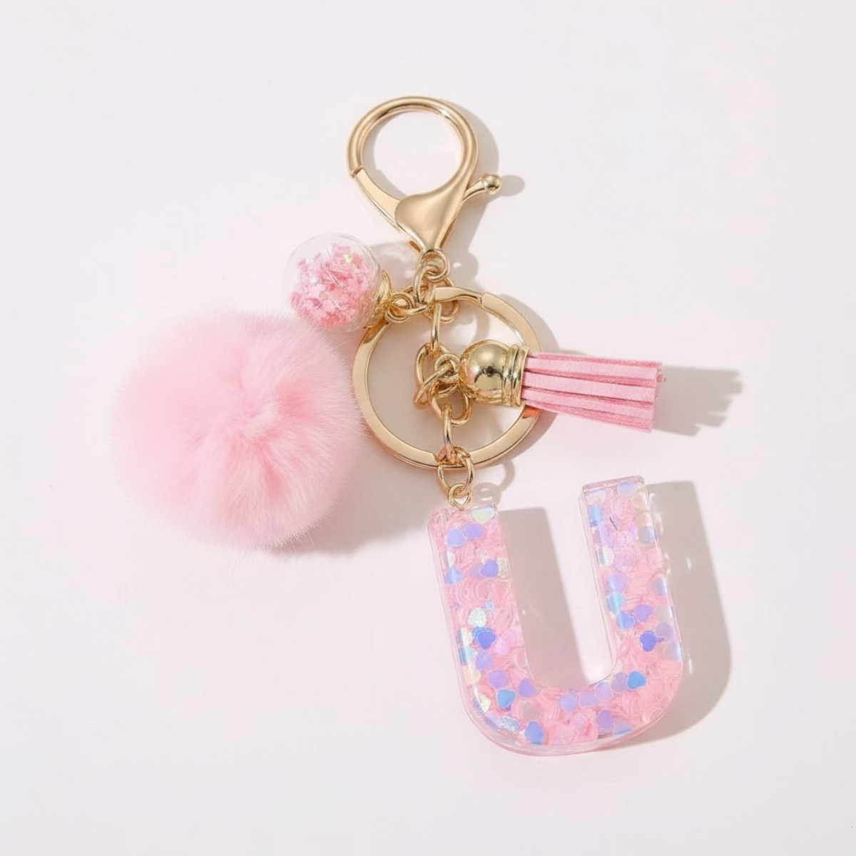 Sweet Blush Initial Keychain Bag Charm