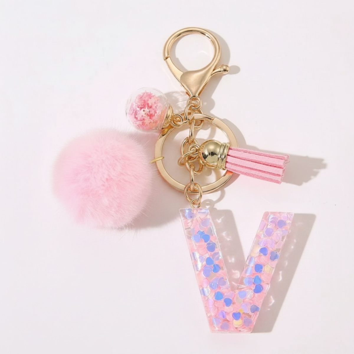 Sweet Blush Initial Keychain Bag Charm