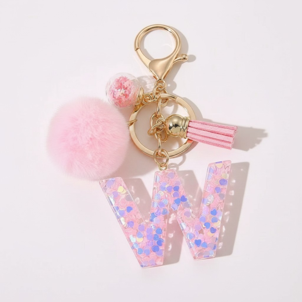 Sweet Blush Initial Keychain Bag Charm