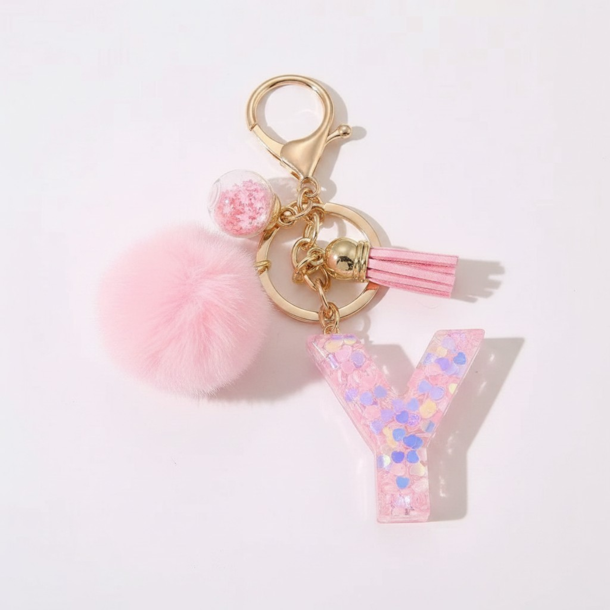 Sweet Blush Initial Keychain Bag Charm