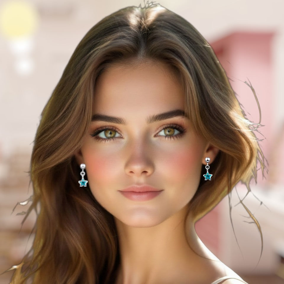 Close-up of a woman wearing earrings with a blurred background